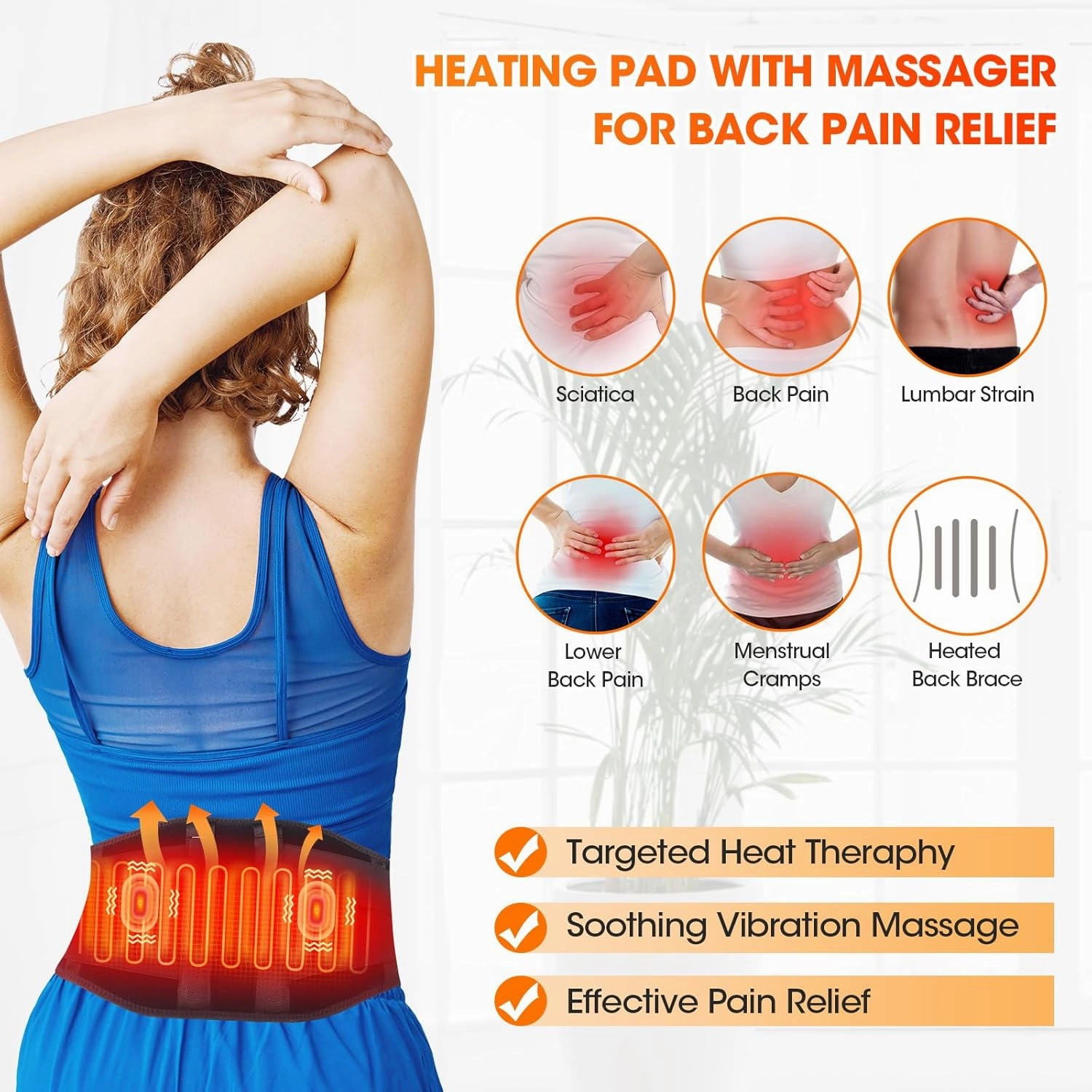 CUEHEAT Heated Waist Belt, Cordless Back and Belly Heating Massage, Electric Rechargeable Battery Powered