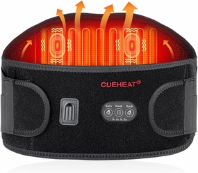 CUEHEAT Heated Waist Belt, Cordless Back and Belly Heating Massage, Electric Rechargeable Battery Powered