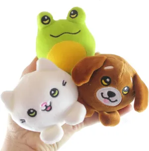Curious Minds Busy Bags Set of 3 Pets - Dog, Frog and Cat - Cute Ball Plush Stuffed Animals- Adorable Mini Plushie Stuffie