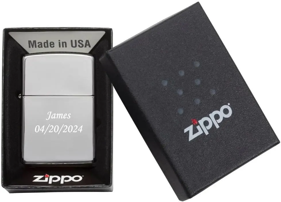 Customized Personalized ZIPPO Classic Windproof Oil Lighter Engraving (Chrome)