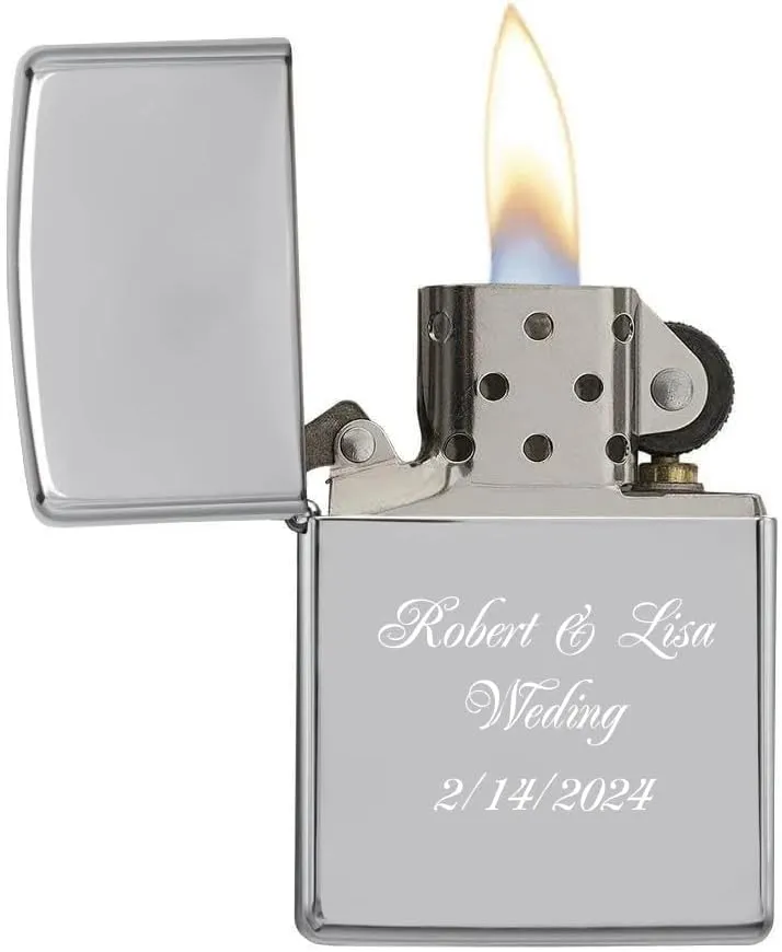 Customized Personalized ZIPPO Classic Windproof Oil Lighter Engraving (Chrome)