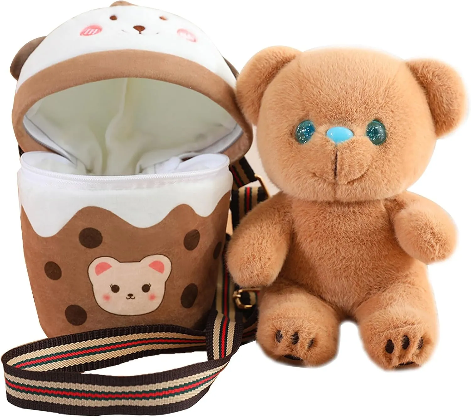 Cute Bear Stuffed Animals，Premium Plush Bear Stuffed Animal with Backpack 10 Inch Stuffed Bear and Bag Gift for Kids(Color:Bear)
