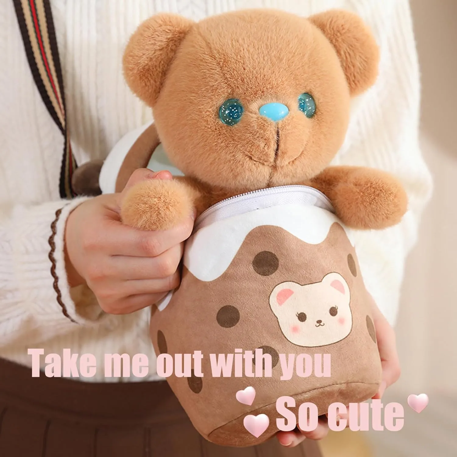Cute Bear Stuffed Animals，Premium Plush Bear Stuffed Animal with Backpack 10 Inch Stuffed Bear and Bag Gift for Kids(Color:Bear)