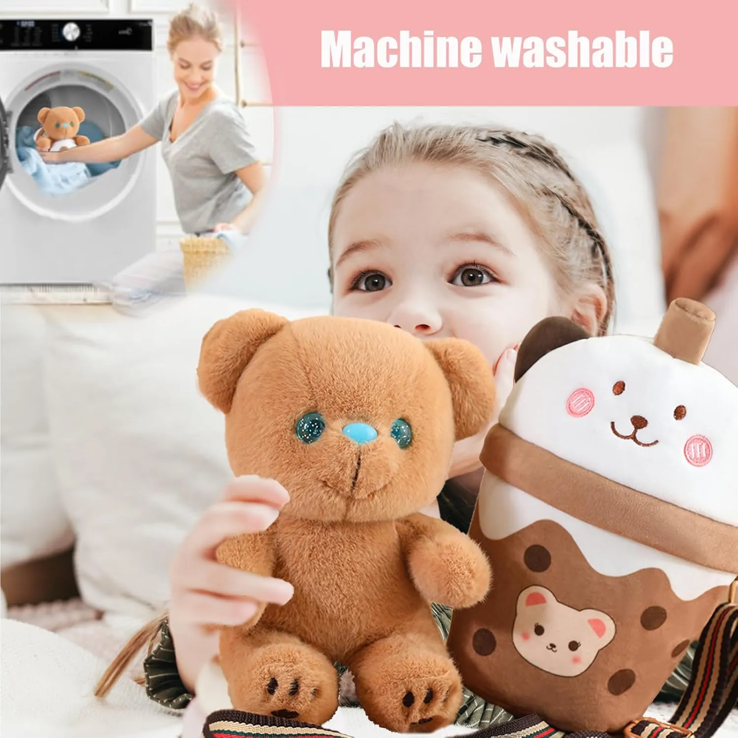 Cute Bear Stuffed Animals，Premium Plush Bear Stuffed Animal with Backpack 10 Inch Stuffed Bear and Bag Gift for Kids(Color:Bear)