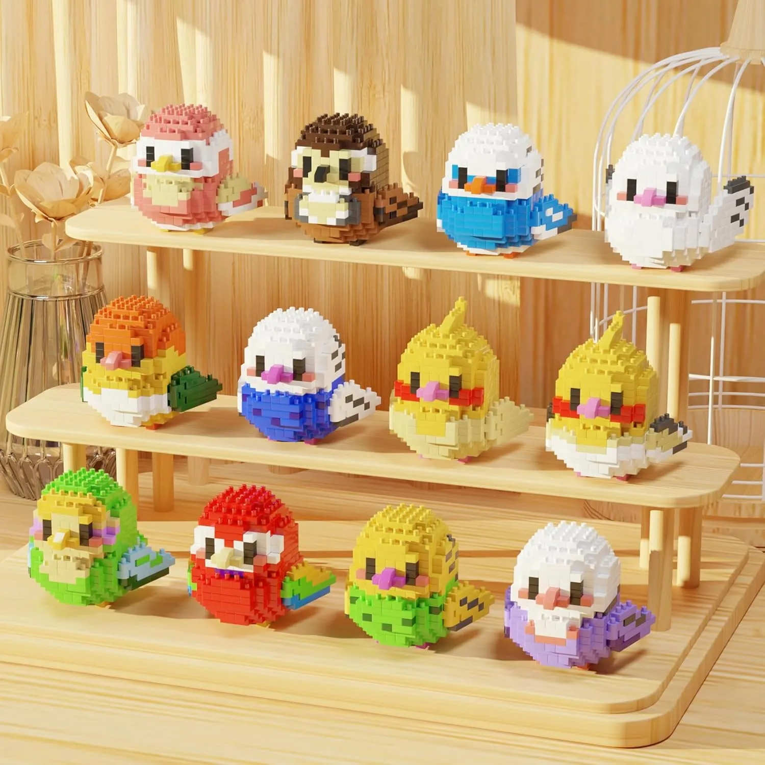 Cute Mini Parrot Micro Blocks Building Blocks,12 PC Small Bird Series Mini Bricks Animal Toy,Unique Animal Model Present for 14  Kids or Adults