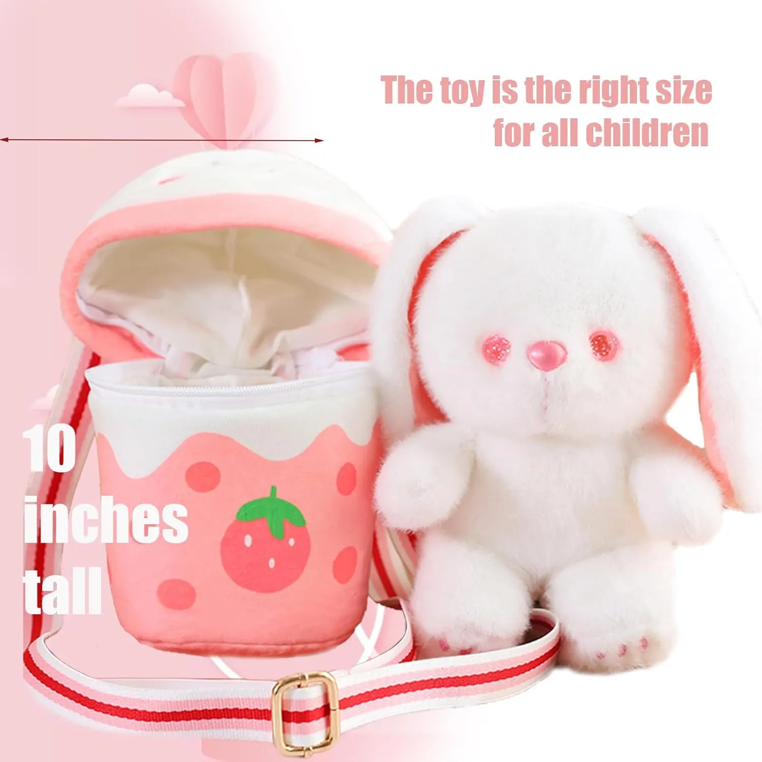 Cute Rabbit Stuffed Animals，Premium Plush Puppy Stuffed Animal with Backpack 10 Inch Stuffed Rabbit and Bag Gift for Kids(Color:Rabbit)