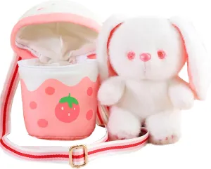 Cute Rabbit Stuffed Animals，Premium Plush Puppy Stuffed Animal with Backpack 10 Inch Stuffed Rabbit and Bag Gift for Kids(Color:Rabbit)