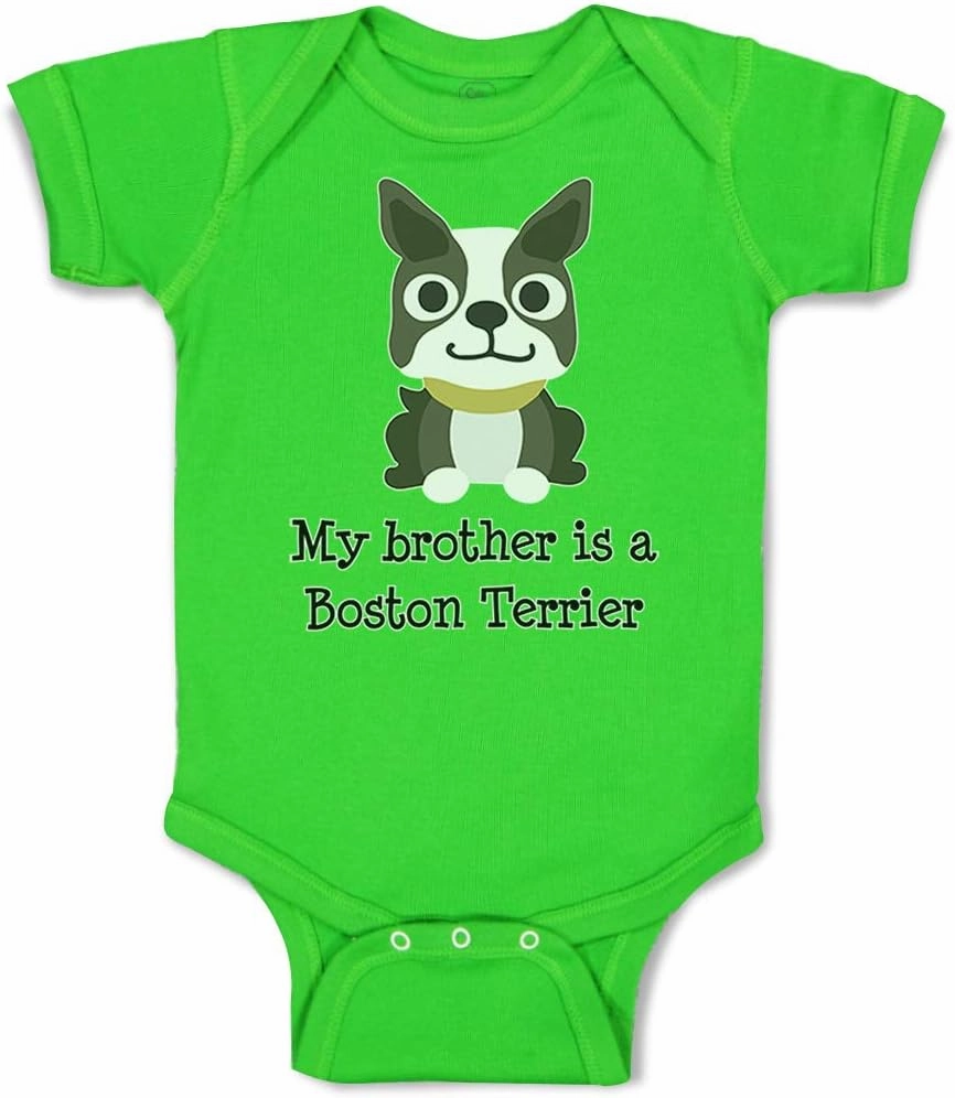 Cute Rascals Baby Bodysuit My Brother Is A Boston Terrier Dog Lover Pet Style B Funny Cotton