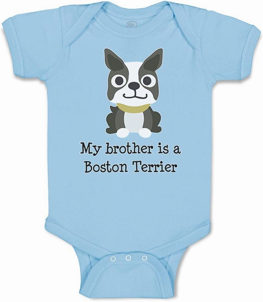 Cute Rascals Baby Bodysuit My Brother Is A Boston Terrier Dog Lover Pet Style B Funny Cotton