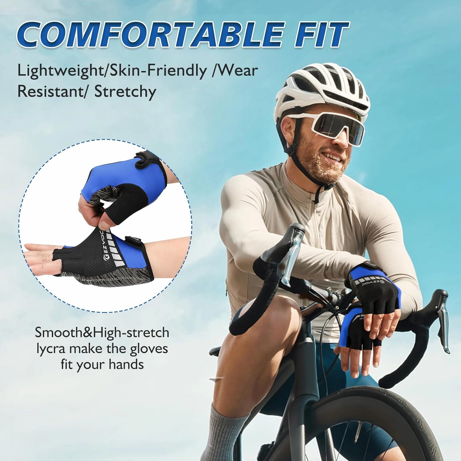 Cycling Gloves with Shock-Absorbing Pad, Extra Grip, Flexible Fit, Light Weight, Breathable for Men and Women Mountain Biking