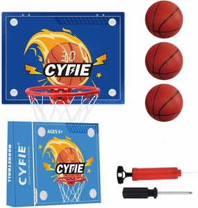 Cyfie Suction Cup Basketball Hoop for Kids, Over The Door Basketball Hoop with Scoreboard and 3 Balls, Indoor Scoring Basketball Hoop for Girls Boys