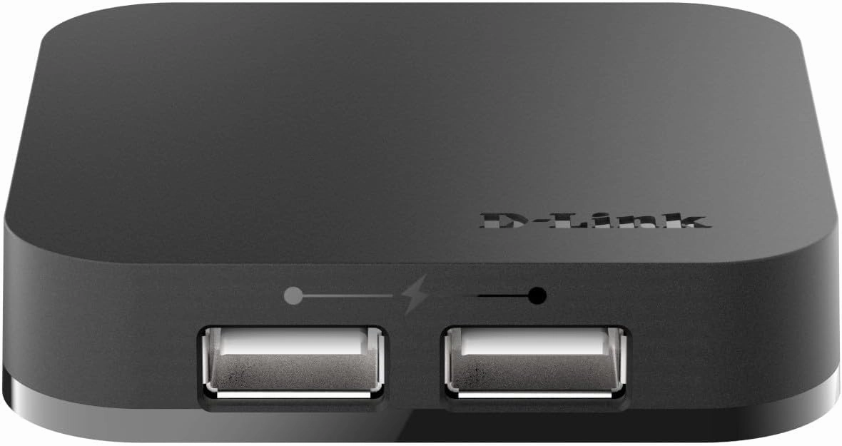 D-Link 4-Port USB 2.0 Hub including 4 Fast Charging Ports, mini USB 2.0 Port and 5V/2.5A Power Adapter (DUB-H4)