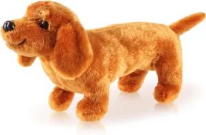 Dachshund Dog Plush Stuffed Animal Plush Sausage Dog Plush Soft 3D Pom Plush for Girls Birthday Xmas Bedtime Gift Bed Rest Chair Bolster Nursery Decoration(Tan)