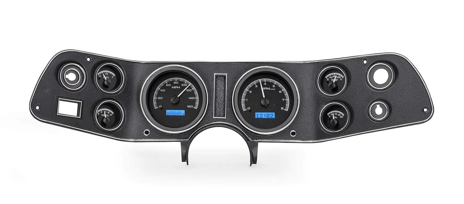 Dakota Digital 70 - 81 Chevy Camaro VHX System Analog Dash Gauges Black Alloy Blue VHX-70C-CAM-K-B