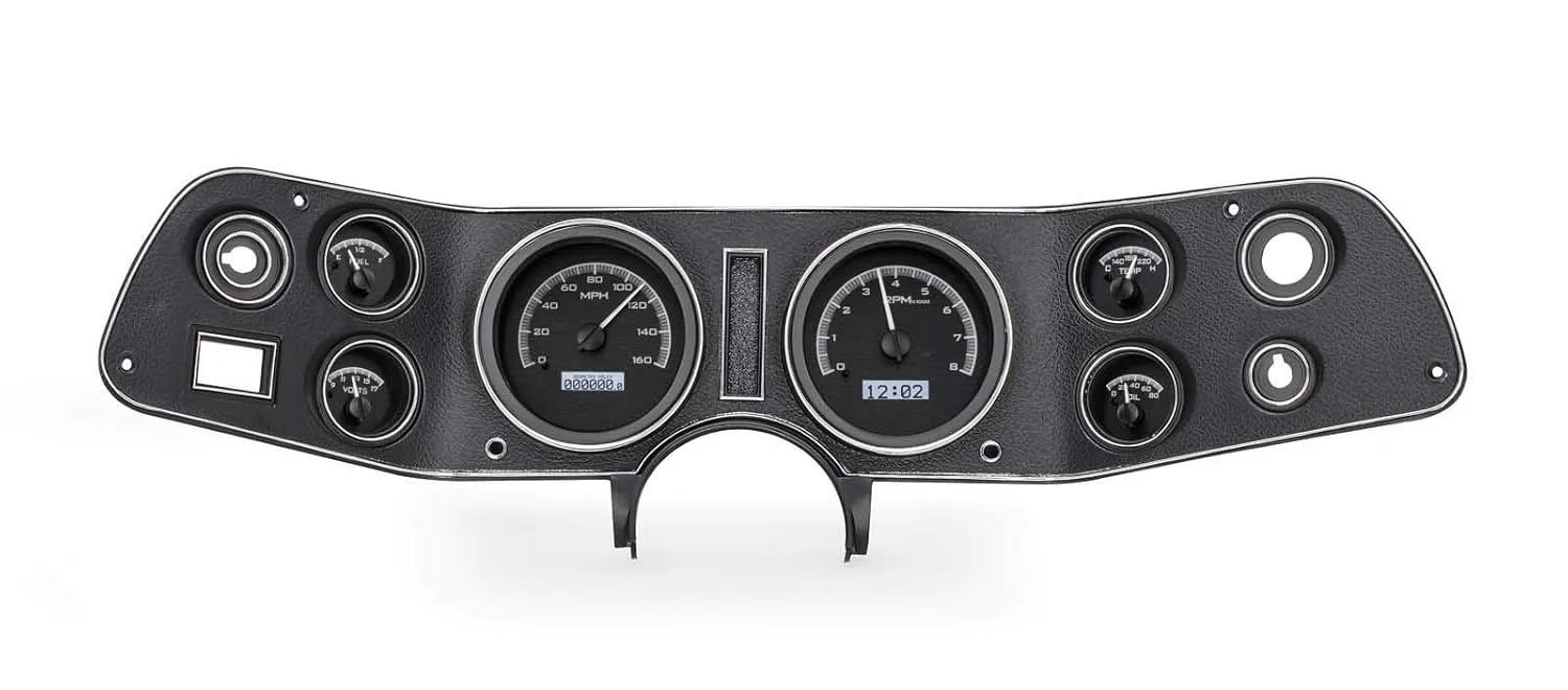 Dakota Digital 70 - 81 Chevy Camaro VHX System Analog Dash Gauges Black Alloy White VHX-70C-CAM-K-W