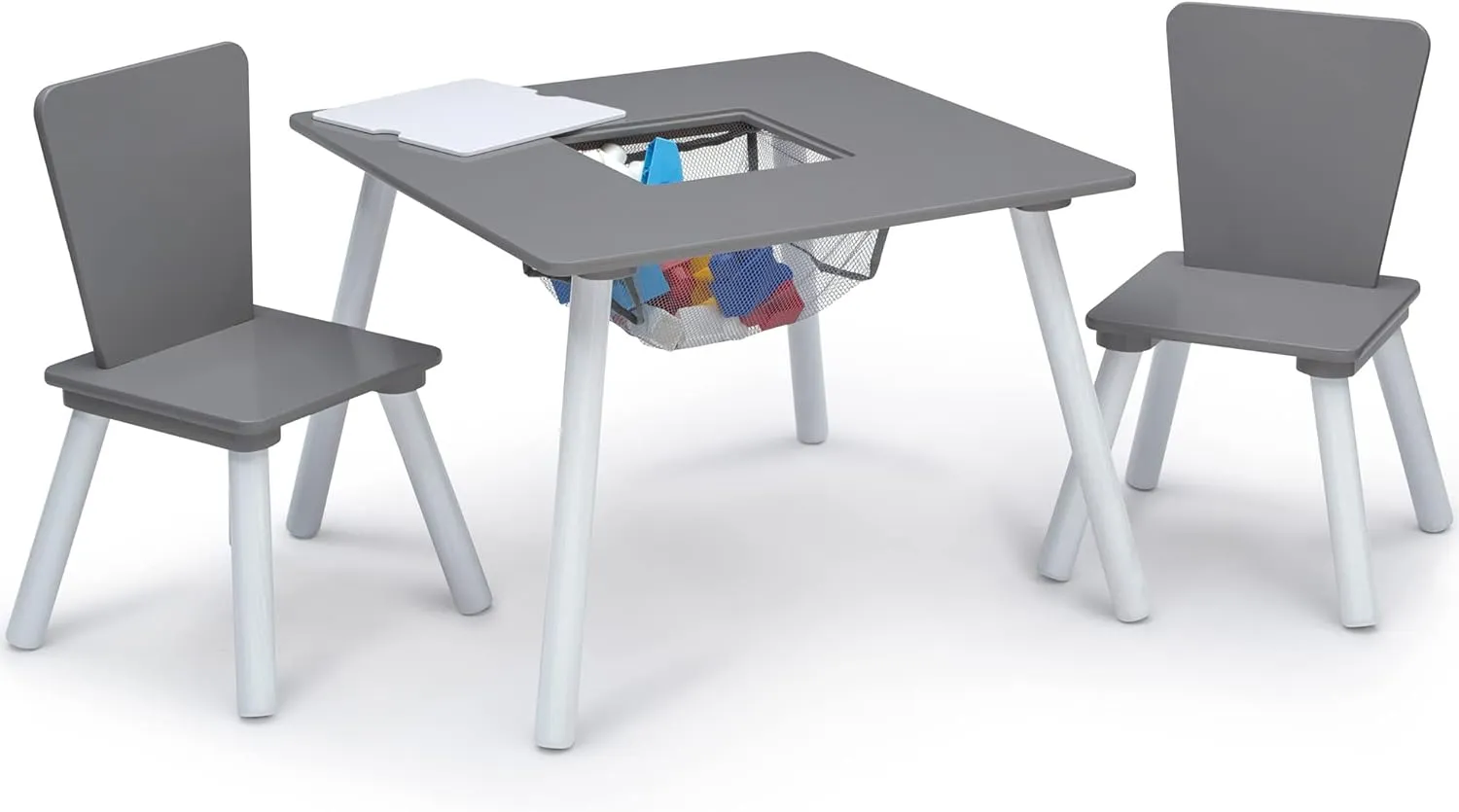 Delta Children 4-Piece Toddler Playroom Set, Grey/White