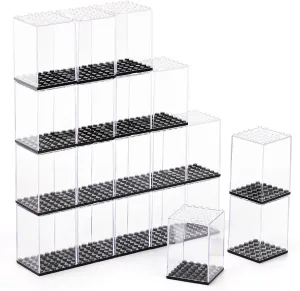 Dicunoy 20 PCS Minifigure Display Case, Single Plastic Small Action Figure Storage Case, Stackable Clear Building Block Display Box for Action Figures, Collectibles, Rocks Display