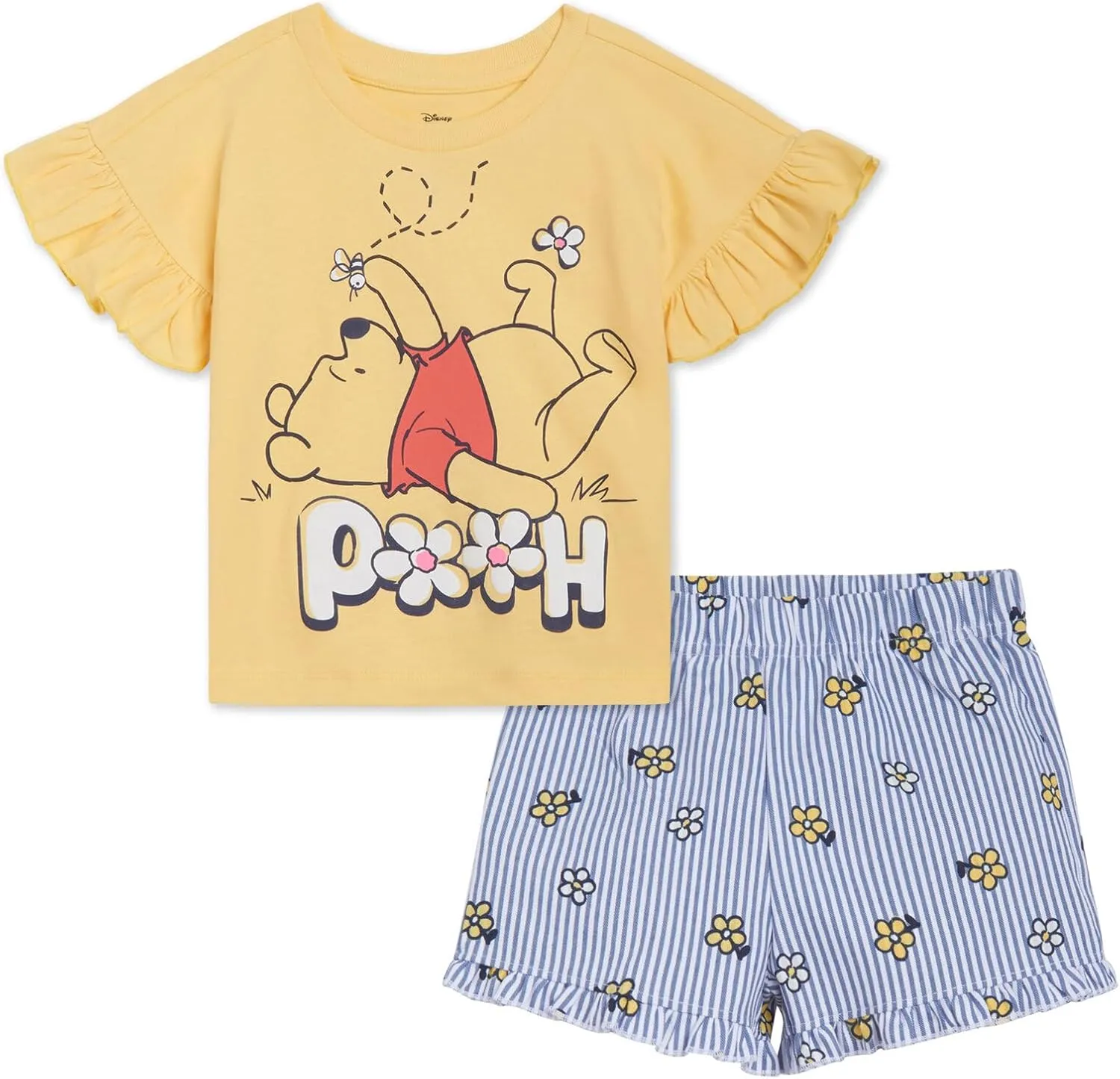 Disney Floral T-Shirt and Chambray Shorts Outfit Set Infant to Big Kid Sizes (12 Months - 14-16)
