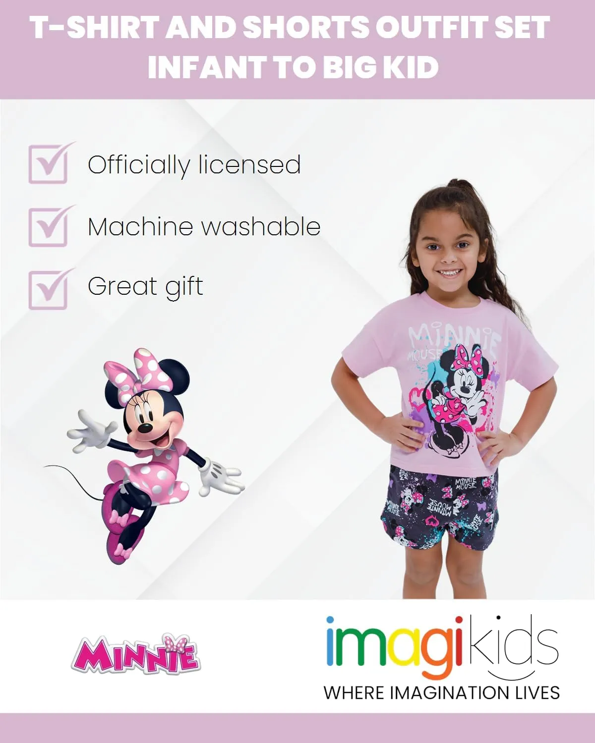 Disney Junior Floral T-Shirt and French Terry Shorts Outfit Set Newborn to Big Kid Sizes (6-9 Months - 14-16)