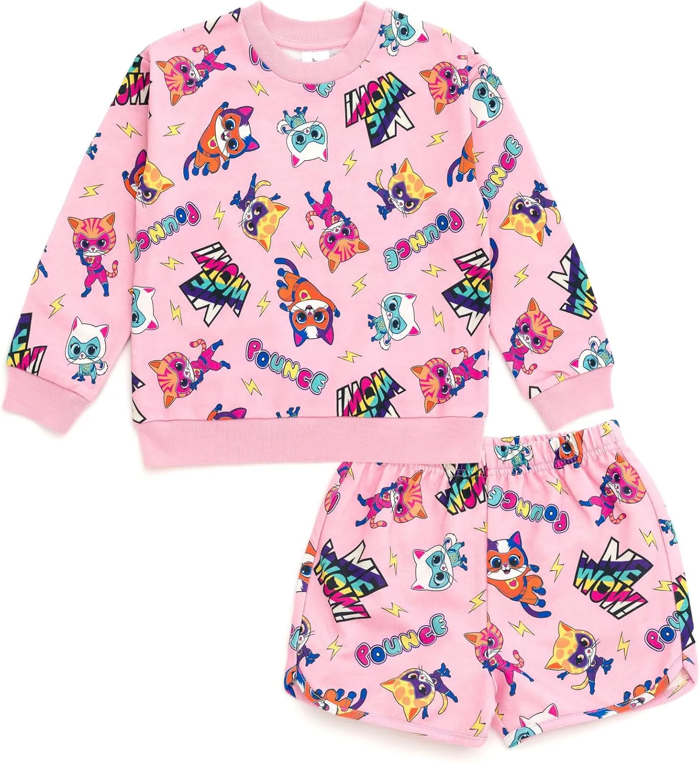 Disney Junior French Terry Sweatshirt and Shorts Outfit Set Infant to Big Kid Sizes (12 Months - 10-12)