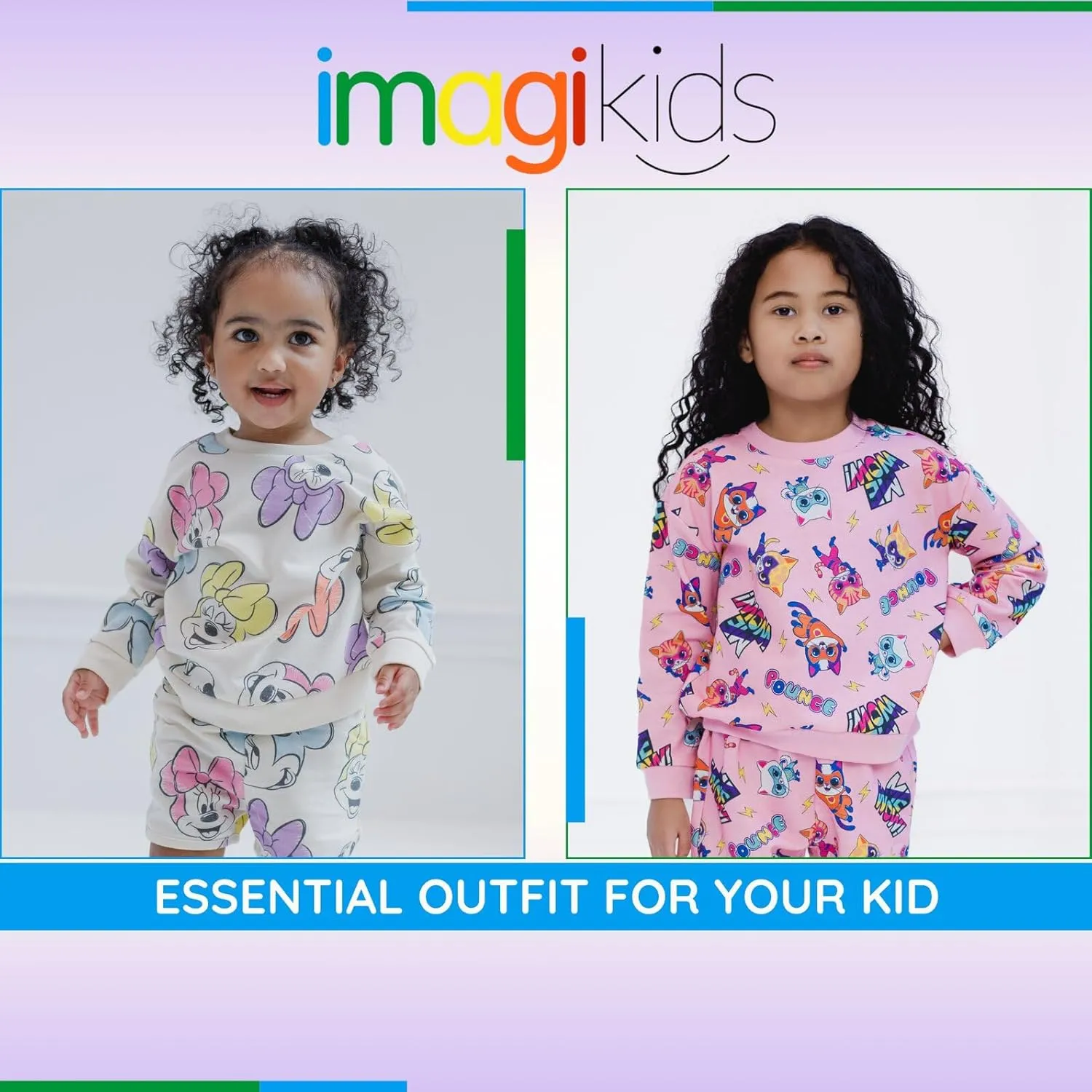 Disney Junior French Terry Sweatshirt and Shorts Outfit Set Infant to Big Kid Sizes (12 Months - 10-12)