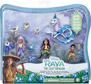 Disney Princess Hasbro Raya and The Last Dragon Kumandra Story Set,7 Dolls and Doll Accessories,Raya,Sisu Human,Ongis,Boun,and Sisu,Toy for Kids