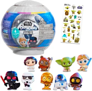 Disney Star Wars Doorables 5pc Set -- 4 Figures in Death Star Case Star Wars Doorables Blind Bags Bundle with Bonus Stickers | Star Wars Mystery Mini Figures Set
