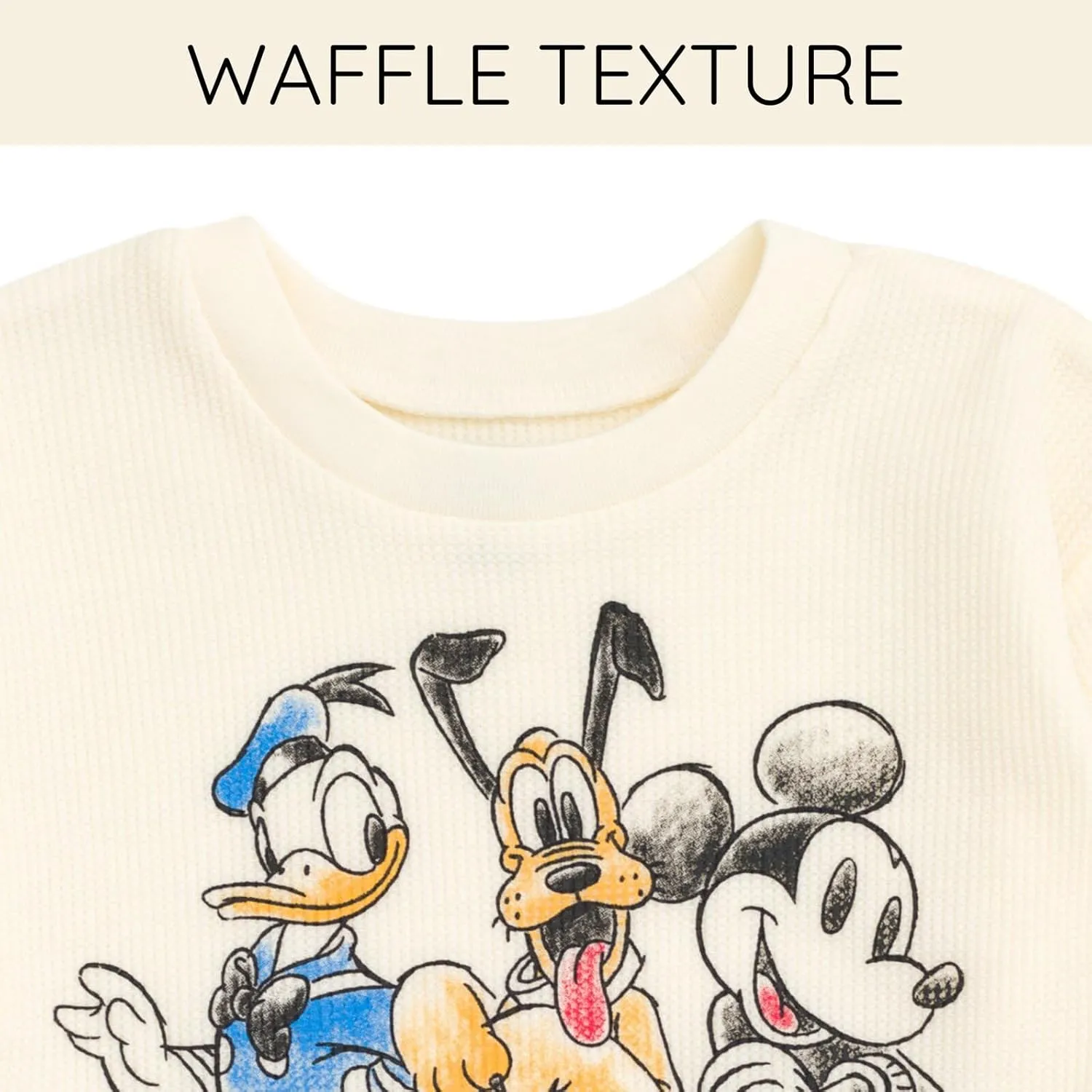 Disney Waffle Knit Pullover Sweatshirt and Jogger Pants Outfit Set Newborn to Little Kid Sizes (0-3 Months - 5)