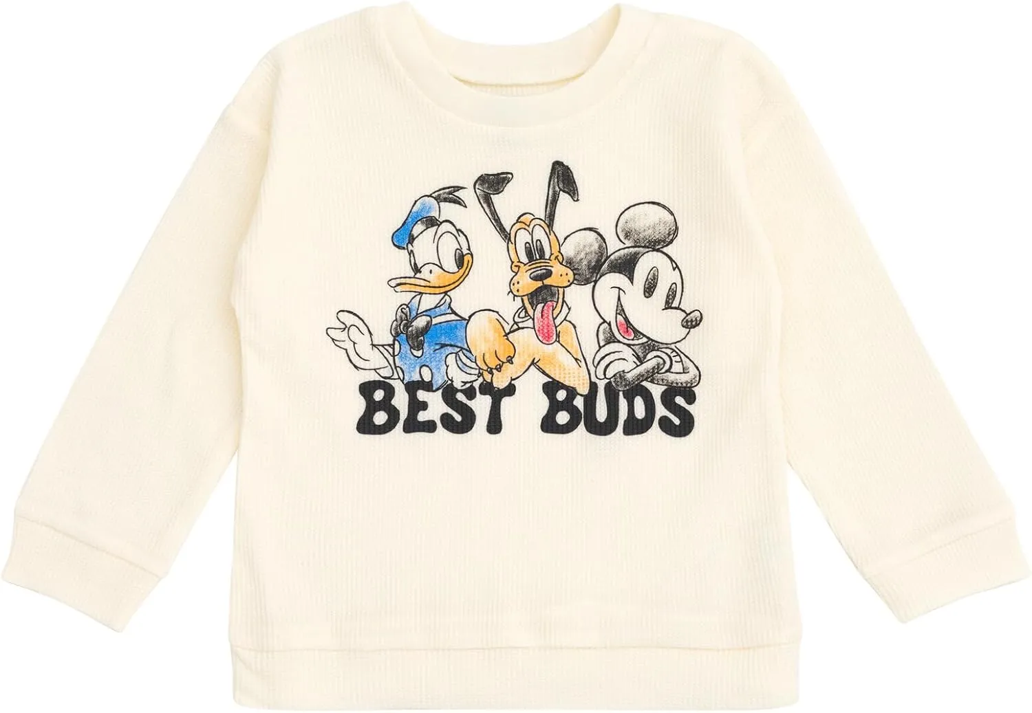 Disney Waffle Knit Pullover Sweatshirt and Jogger Pants Outfit Set Newborn to Little Kid Sizes (0-3 Months - 5)