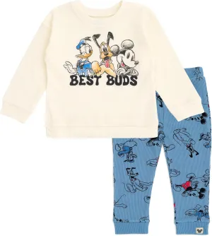 Disney Waffle Knit Pullover Sweatshirt and Jogger Pants Outfit Set Newborn to Little Kid Sizes (0-3 Months - 5)