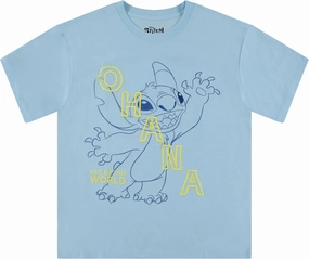 Disney Ladies Lilo and Stitch Shirt - Ladies Classic Lilo and Stitch Embroidery Tee Lilo and Stitch Front and Back T-Shirt
