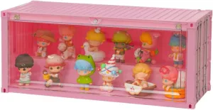 Display Case for Figures Collectibles, One-Piece Molded Magnetic Door with LED Lights, Stackable No Assembly Required Acrylic Showcase for Action Figures, Toys, Dolls (Pink)
