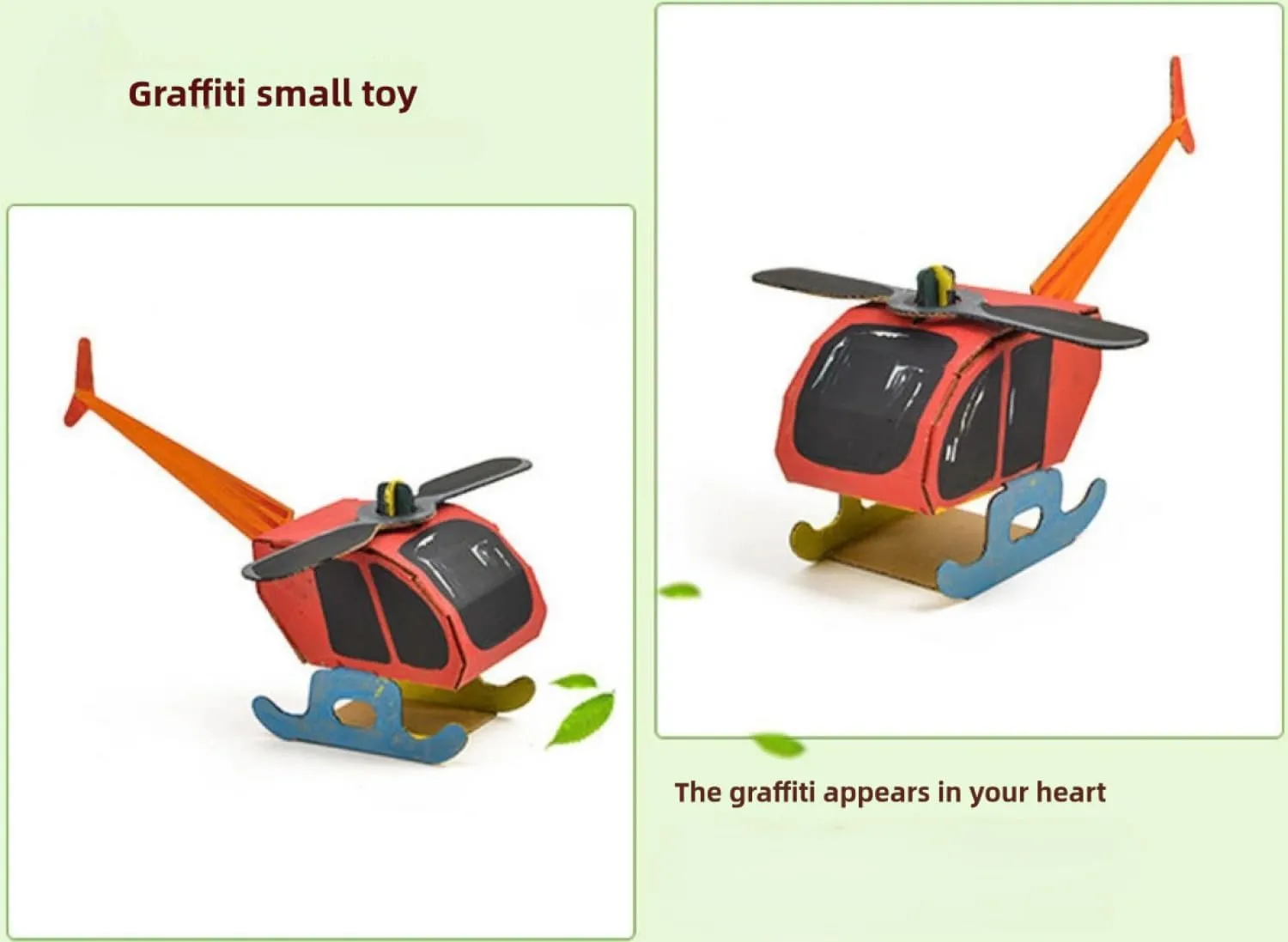 DIY Paper Box Toys, DIY Handmade Paper Box Models, Children's Creative Paper Boxes, Ability Cultivation. Comes with a 12-Color Paint Set. (Helicopter)