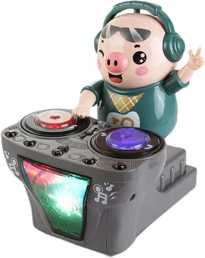 DJ Pig - Funny Musical Toy for Toddlers, Scratch DJing Dancing Piggy With Dynamic Music and Colorful Lights