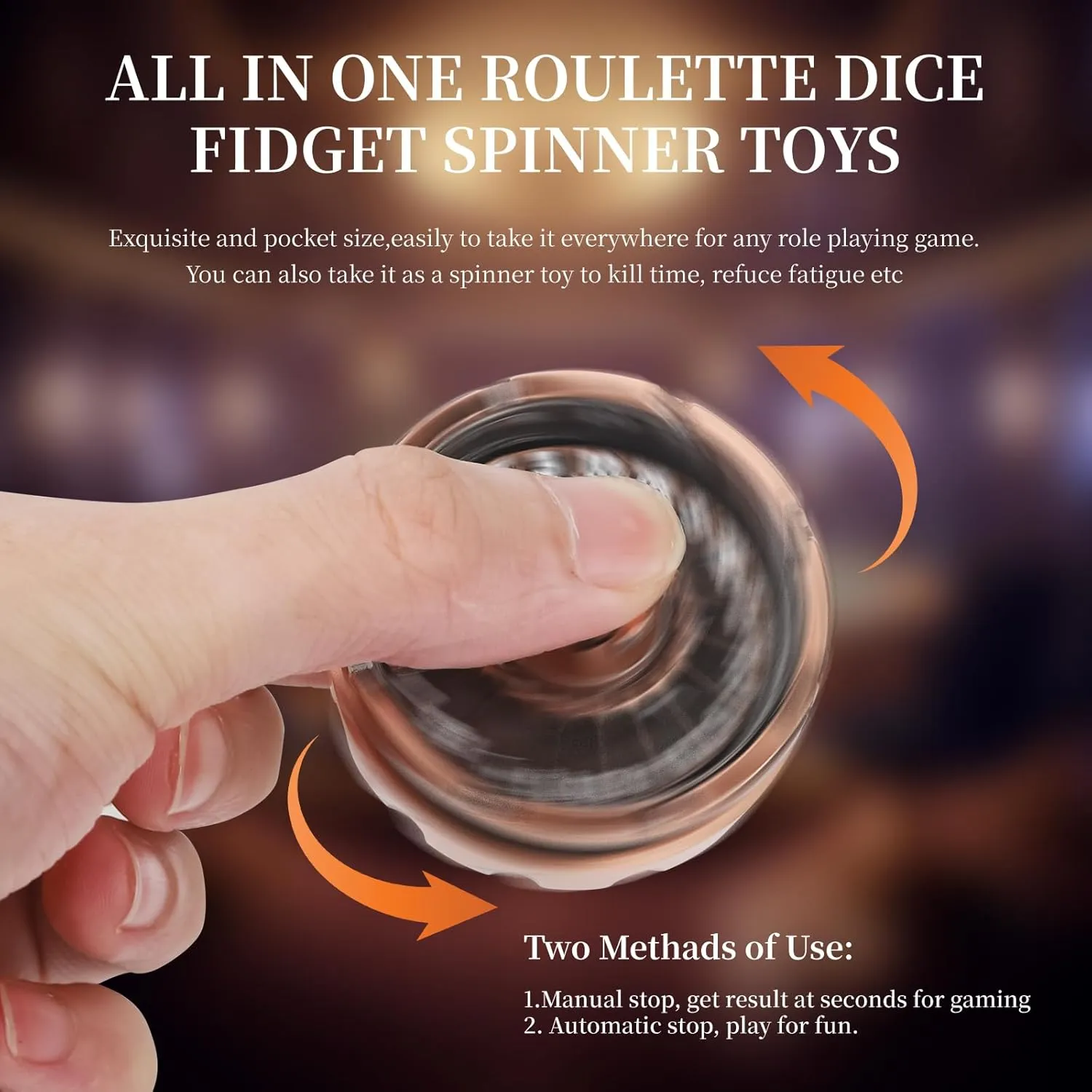DND Dice Set with Mini Roulette Wheel – Metal D20 Roulette Dice Spinner for Dungeons & Dragons | Unique DND Gift Set with Case for RPG & Table Games(Copper)
