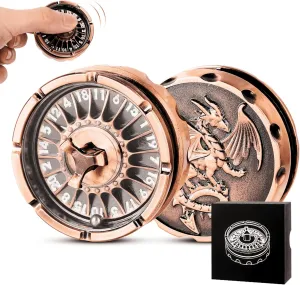 DND Dice Set with Mini Roulette Wheel – Metal D20 Roulette Dice Spinner for Dungeons & Dragons | Unique DND Gift Set with Case for RPG & Table Games(Copper)