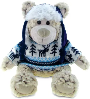DolliBu Plush Polar Bear Stuffed Animal - Soft Huggable White Polar Bear Wearing Hat & Sweater, Adorable Plush Toy, Cute Wild Life Cuddle Gifts for Kids and Adults - 9 Inch
