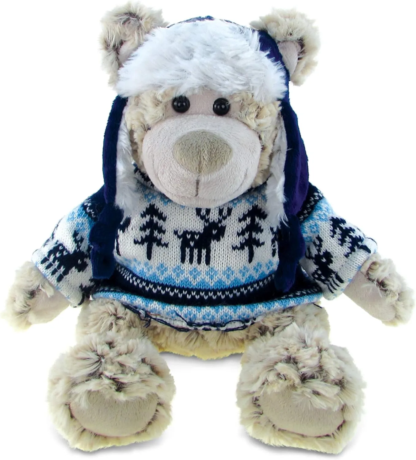 DolliBu Plush Polar Bear Stuffed Animal - Soft Huggable White Polar Bear Wearing Hat & Sweater, Adorable Plush Toy, Cute Wild Life Cuddle Gifts for Kids and Adults - 9 Inch