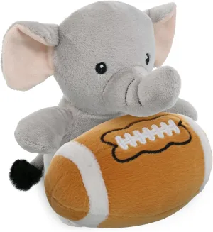 DolliBu Super Soft Elephant Stuffed Animal with Football Plush - Soft Huggable Playtime Plush Toy, Cute Wildlife Gift, Plush Doll Animal Toy for Kids and Adults with Name Personalization - 6 Inches