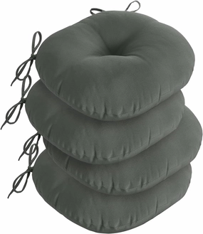 downluxe Bistro Chair Cushions for Patio Furniture, Water-Resistant Round Outdoor Chair Cushions Set of 4 with Non-Slip Ties, 15" x 15", Dark Grey