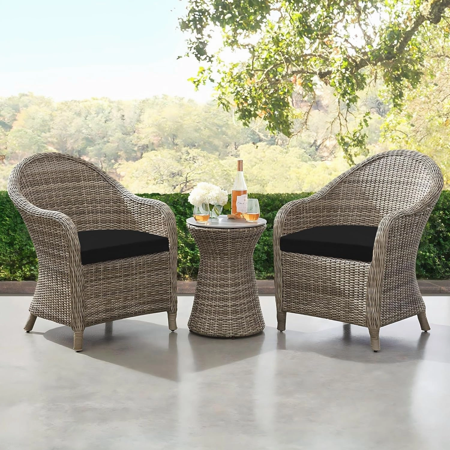downluxe Outdoor Chair Cushions Set of 6 for Patio Furniture, Water-Resistant Patio Chair Cushions with Ties, High Density Foam Outdoor Seat Cushion, 17" X 16" X 2", Black