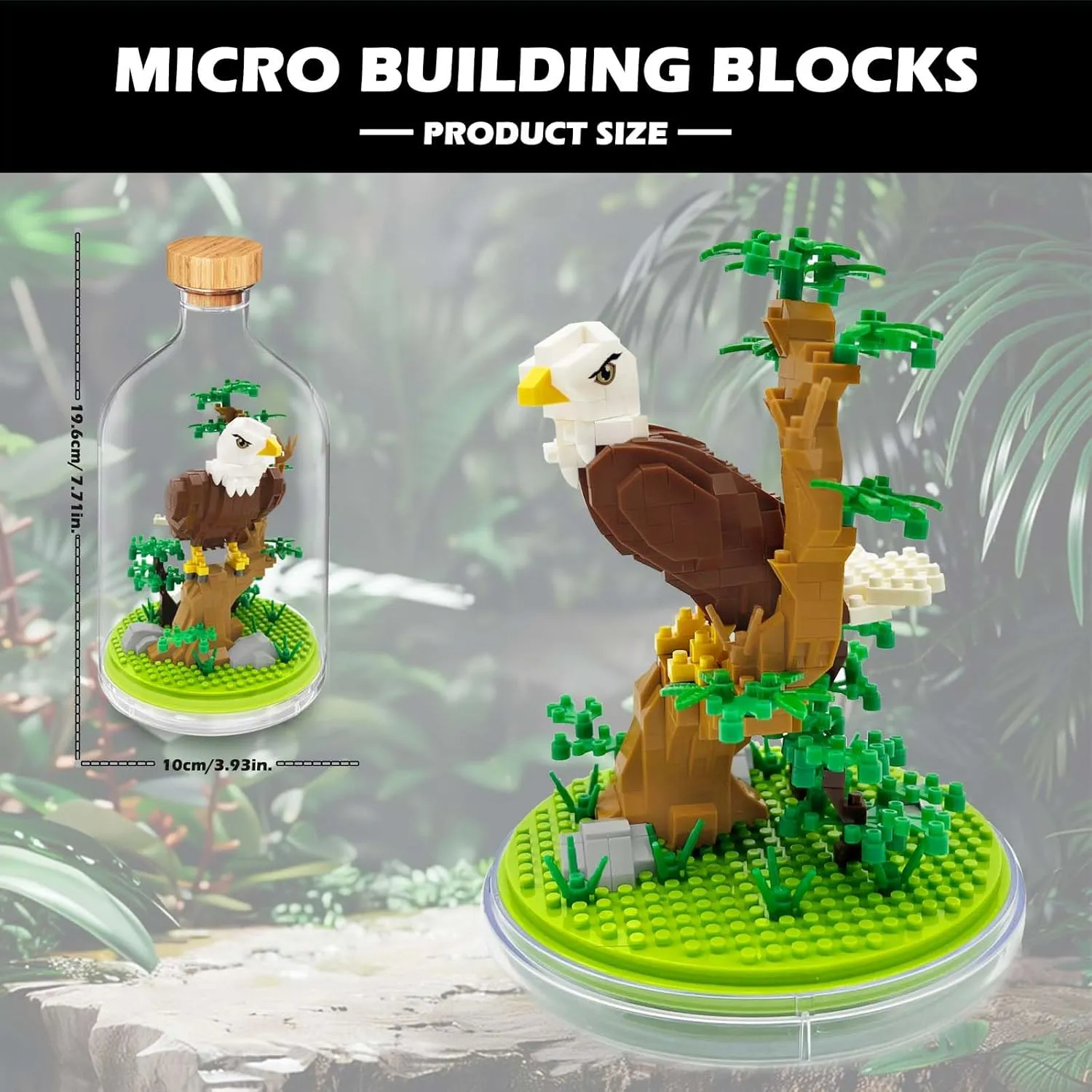 Eagle Animal Building Blocks, 466PCS Bird Mini Bricks Building Set with Dust Cover for Office Home Decor, Birthday Gifts for Adults Ages 14 