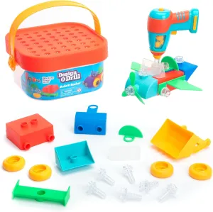 Educational Insights Design & Drill Build-It Bucket with Electric Drill Toy, 41 Pieces, Preschool STEM Toy, Gifts For Boys & Girls, Ages 3 