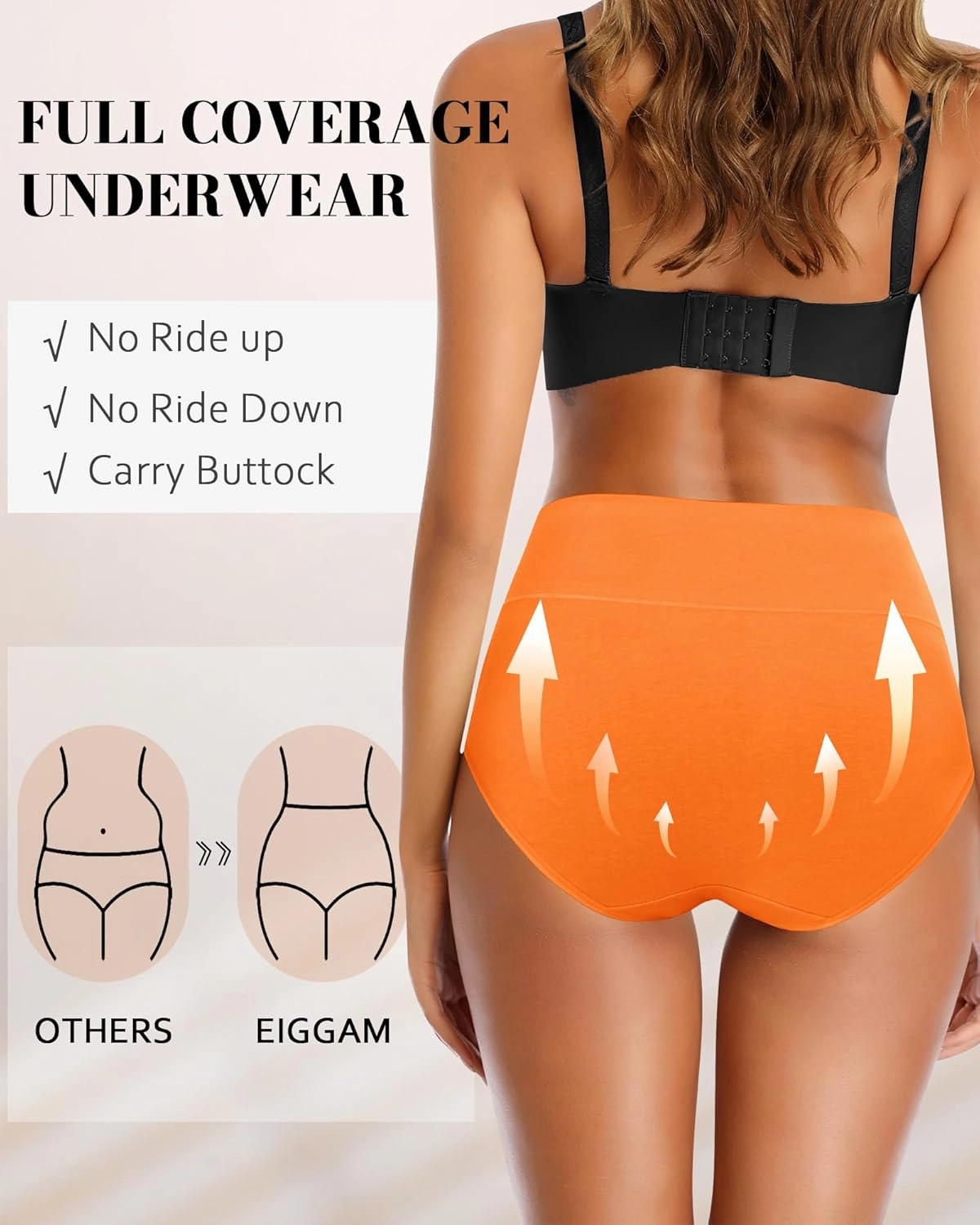 Eiggam Tummy Control Underwear Soft High Waisted underwear Full Coverage Briefs Breathable Postpartum Cotton Womens Panties