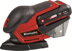 Einhell TE-OS Power X-Change 18-Volt Cordless 24,000-OPM Compact Detail Palm Sheet Sander w/Dust Collection Box, Dust Extraction Adapter, 6pcs of Abrasive Paper