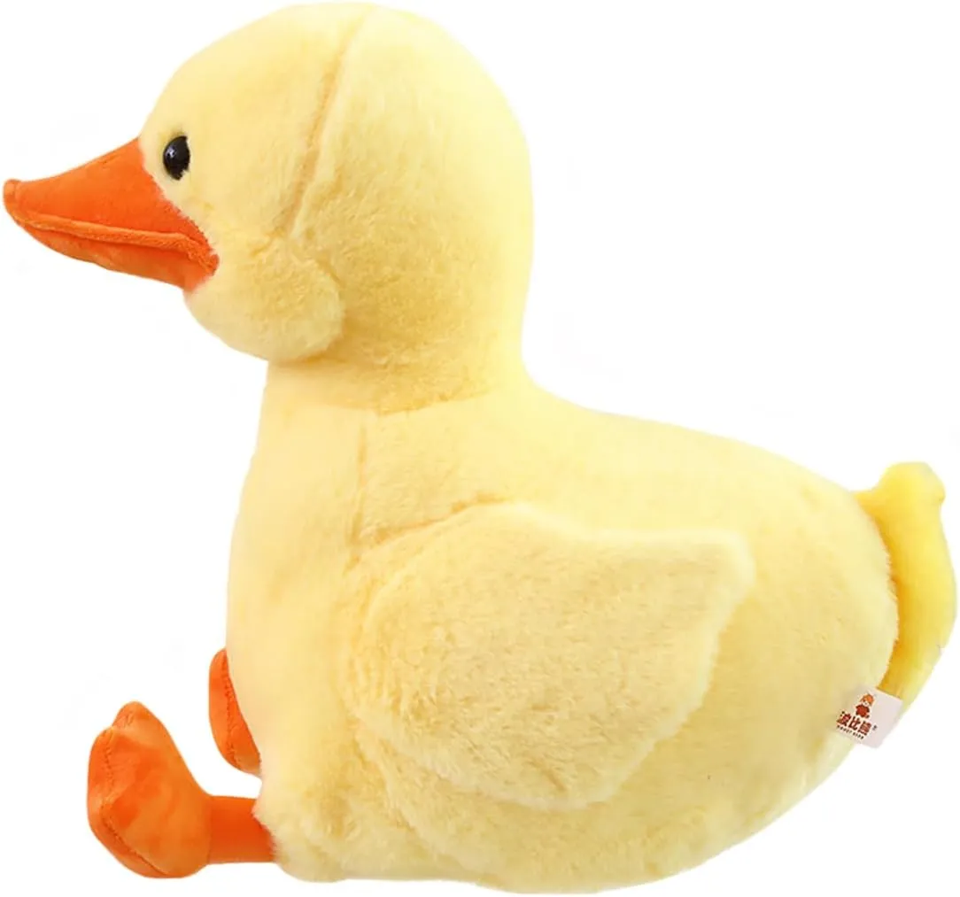 ELAINREN Cuddle Yellow Duck Stuffed Pillow Realistic Furry Ducking Plush Farm Toy Ultra-Soft Duck Plushie Doll Gifts/12.5''