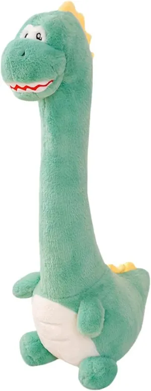 ELAINREN Cute Long Neck Dinosaur Plush Toy Furry Plesiosaur Dinosaur Stuffed Animals Pillow Super Soft Green Dino Plushie Dolls Gifts/27.5''