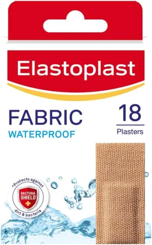 Elastoplast 18s Waterproof Fabric Plaster Strips (Pack of 10 = Total 180), Large Pack of Fabric Plasters, Breathable Plasters, Plasters Waterproof