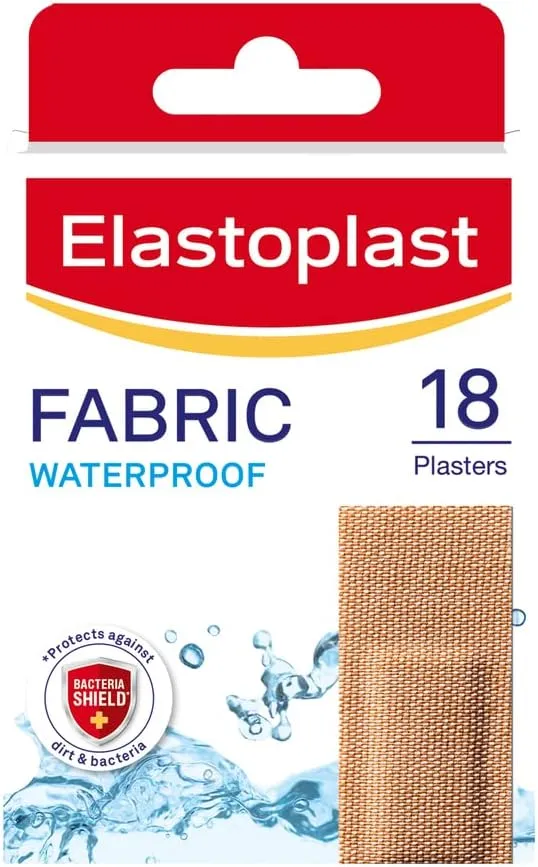 Elastoplast 18s Waterproof Fabric Plaster Strips (Pack of 10 = Total 180), Large Pack of Fabric Plasters, Breathable Plasters, Plasters Waterproof