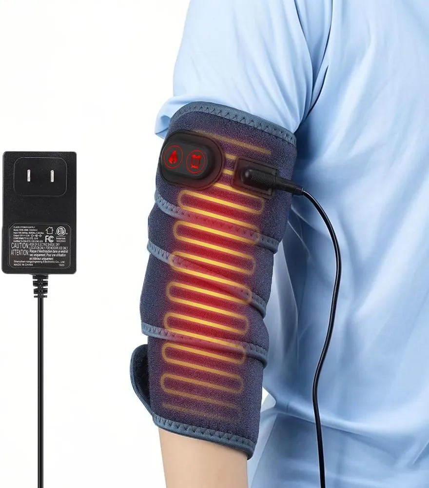 Elbow Heating Pad Sleeve for Multiple Body Areas, Electric Heated Pad Wrap, 4 Heat Modes, 3 Timing, 78" Long Charge Cord, Heated Brace for Elbow Arm Ankle Knee Legs Wrist